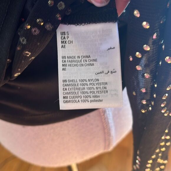 NWT INC International Concepts Black Silver Long Sleeve Studded Blouse - Picture 7 of 8